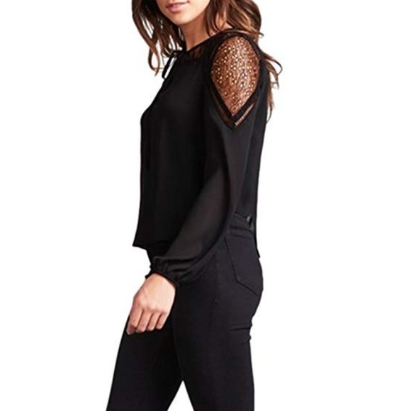 New Boho Sheer Mesh Lace cut out blouse - Picture 5 of 8